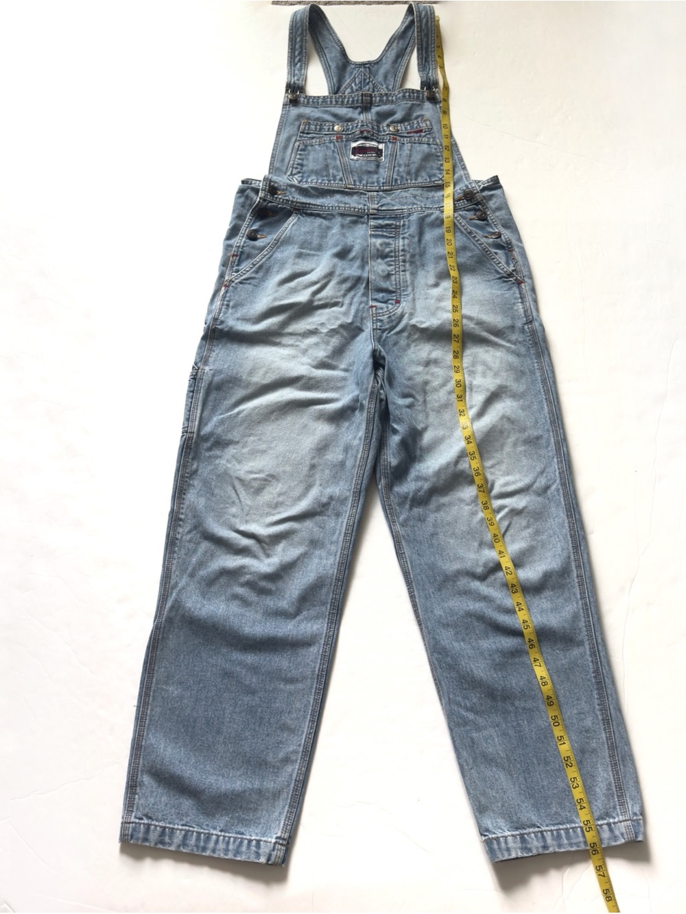 Vintage 90s Limited Denim Bib Overalls Medium Blue Slouchy Straight Leg Workwear - Picture 10 of 16